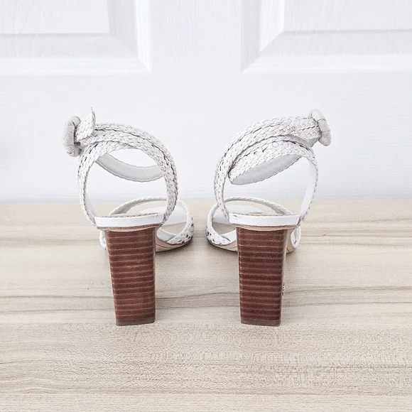 Sam Edelman Danee White Leather Block Heel Ankle Stap Sandals Size 7 - Picture 7 of 10
